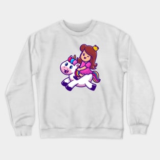 Cute Princess With Unicorn Cartoon Vector Icon Illustration Crewneck Sweatshirt